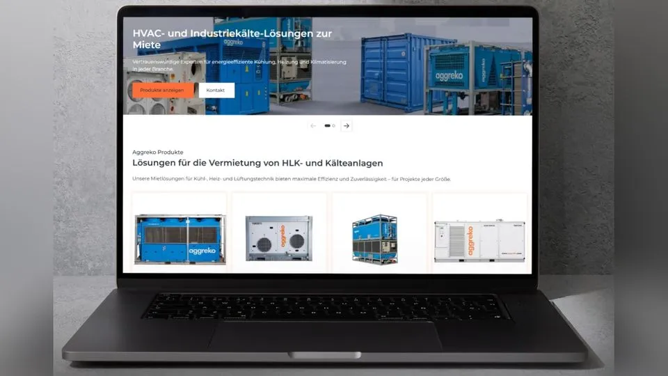Die neue Weboberfläche der HVAC-Website von Aggreko.